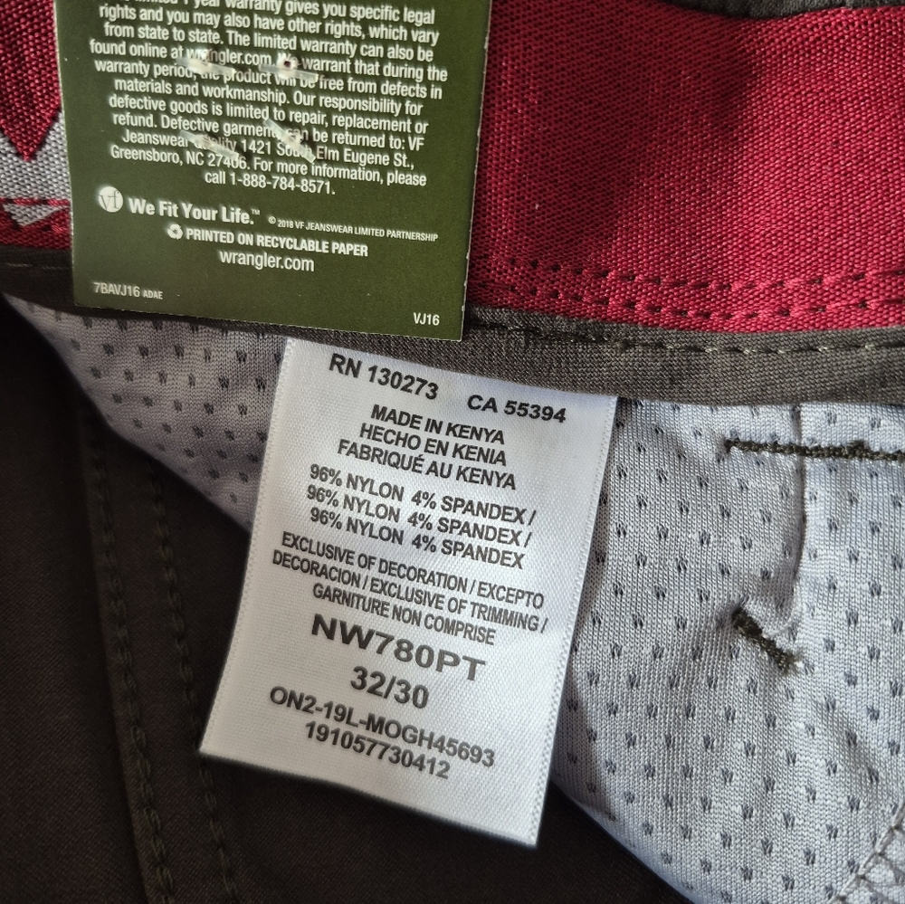 Wrangler Men's Outdoor Performance Cargo Pants Comfort Flex Waistband NWT - Picture 8 of 8